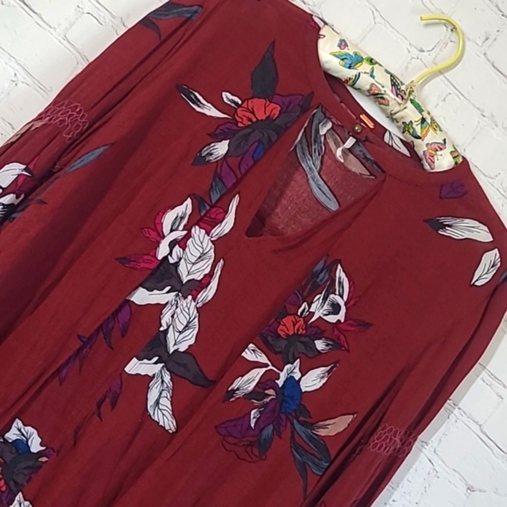 Free People Electric Orchid Tree Swing Tunic Dress Red Boho Peasant Festival XS - Picture 11 of 17